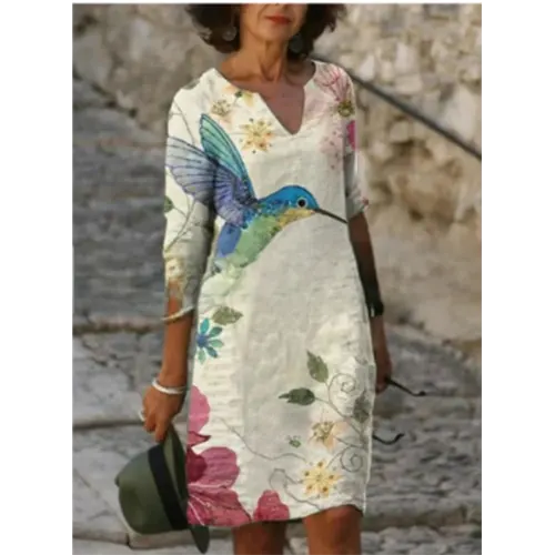 Pepijn | Mini Kleid mit Blumendesign und V-Ausschnitt für Damen