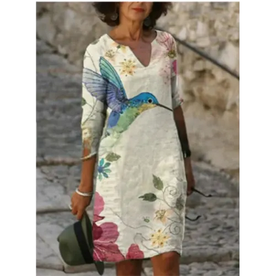 Pepijn | Mini Kleid mit Blumendesign und V-Ausschnitt für Damen