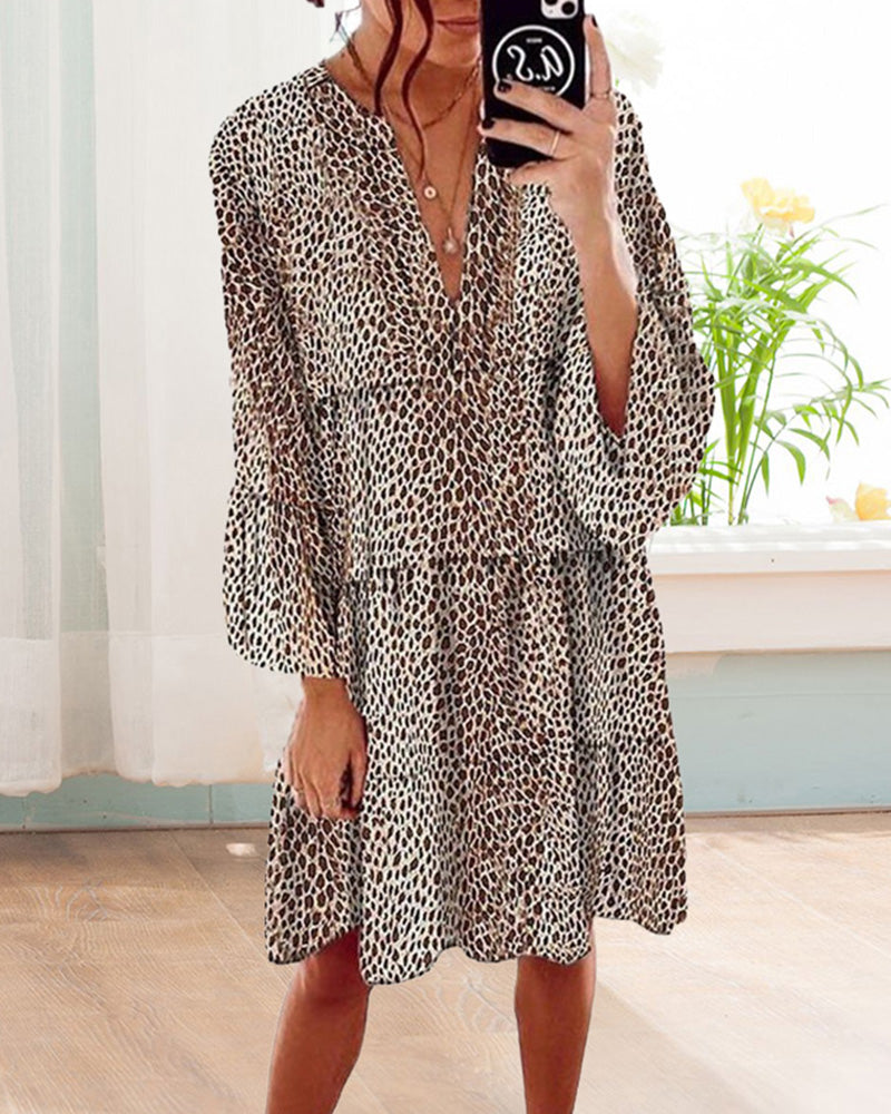 Iliana - Leopard knielang Damen kleid