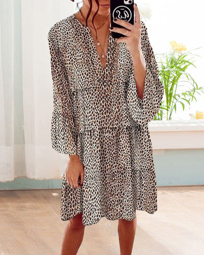 Iliana - Leopard knielang Damen kleid