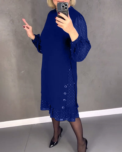 ELIANA | Elegantes Kleid mit transparenten Ärmeln und schmeichelhafter Schnitt für Herbstanlässe