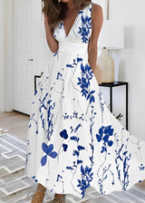 Kathryn - Stilvolles Maxikleid mit Blumenmuster für Damen in Blau