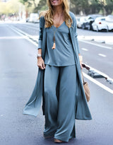 Evie - Stilvolles, locker sitzendes dreiteiliges Set für Damen in Blau