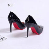Damen Glänzende Leder High Heel Stilettos – Elegante Abend-Pumps in Schwarz 8cm