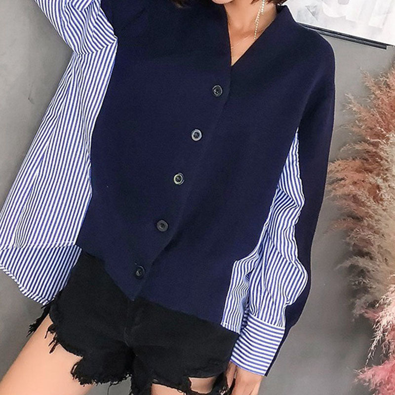 Kontrast-Cardigan | Streifeneinsätze | Moderner Stil