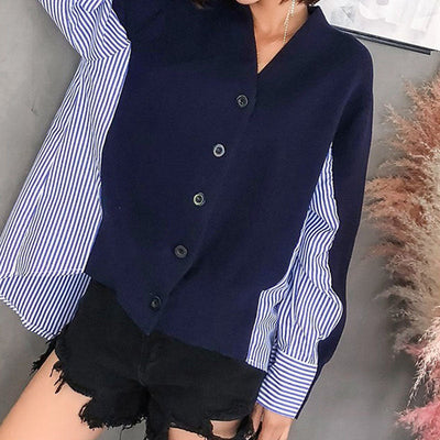 Kontrast-Cardigan | Streifeneinsätze | Moderner Stil