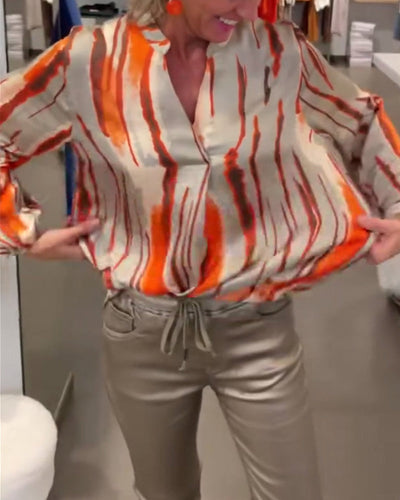 Heidi-Mode | Langarmbluse mit Gestreiftem Druck