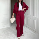 Damen Lässiges Passendes Trainingsanzug Set – Bequemes Zweiteiler Outfit in Rot