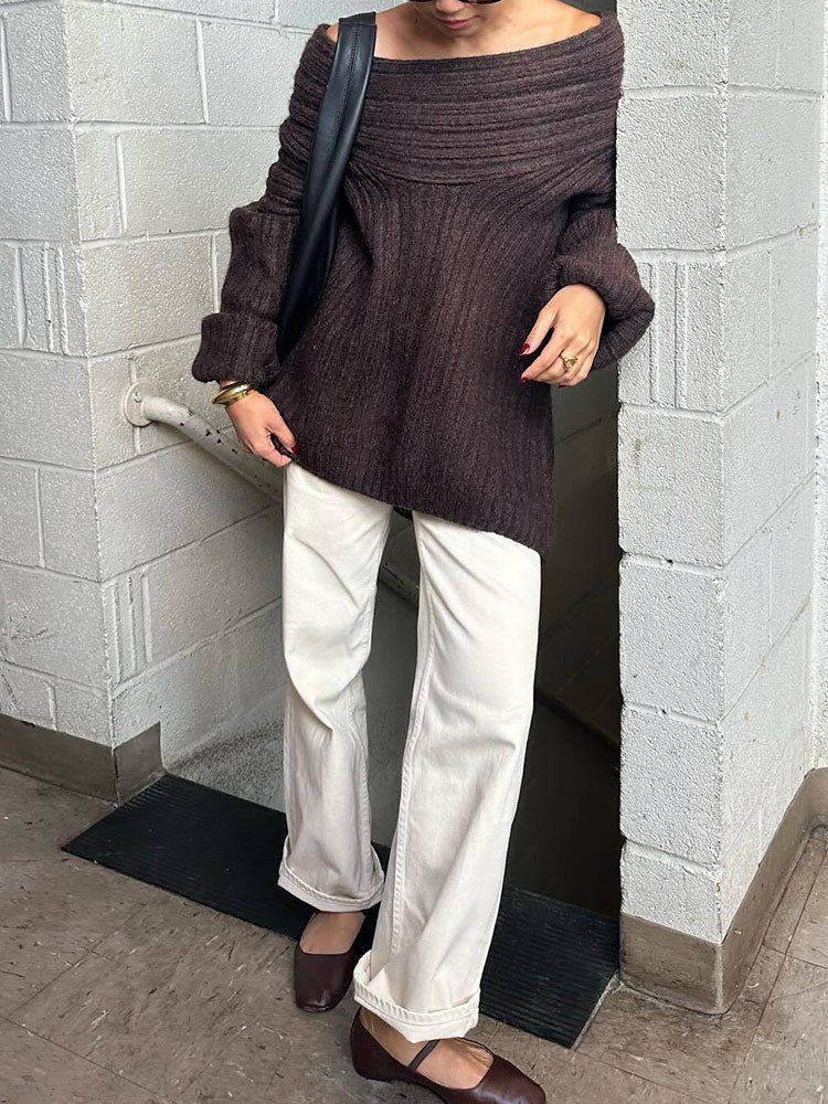 Oversize-Pullover mit weitem Ausschnitt | Gemütlicher Chic | Femininer Stil