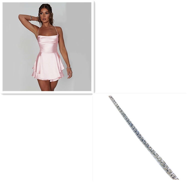 Avelena | Elegantes Satin Rückenausschnitt A-Linie Kleid