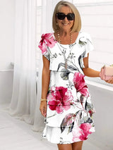 Mia- Florales Damen Sommerkleid in Weiß