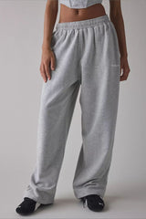 Damen Lange Bestickte Locker Geschnittene Strickhose – Müheloser Chic in Grau