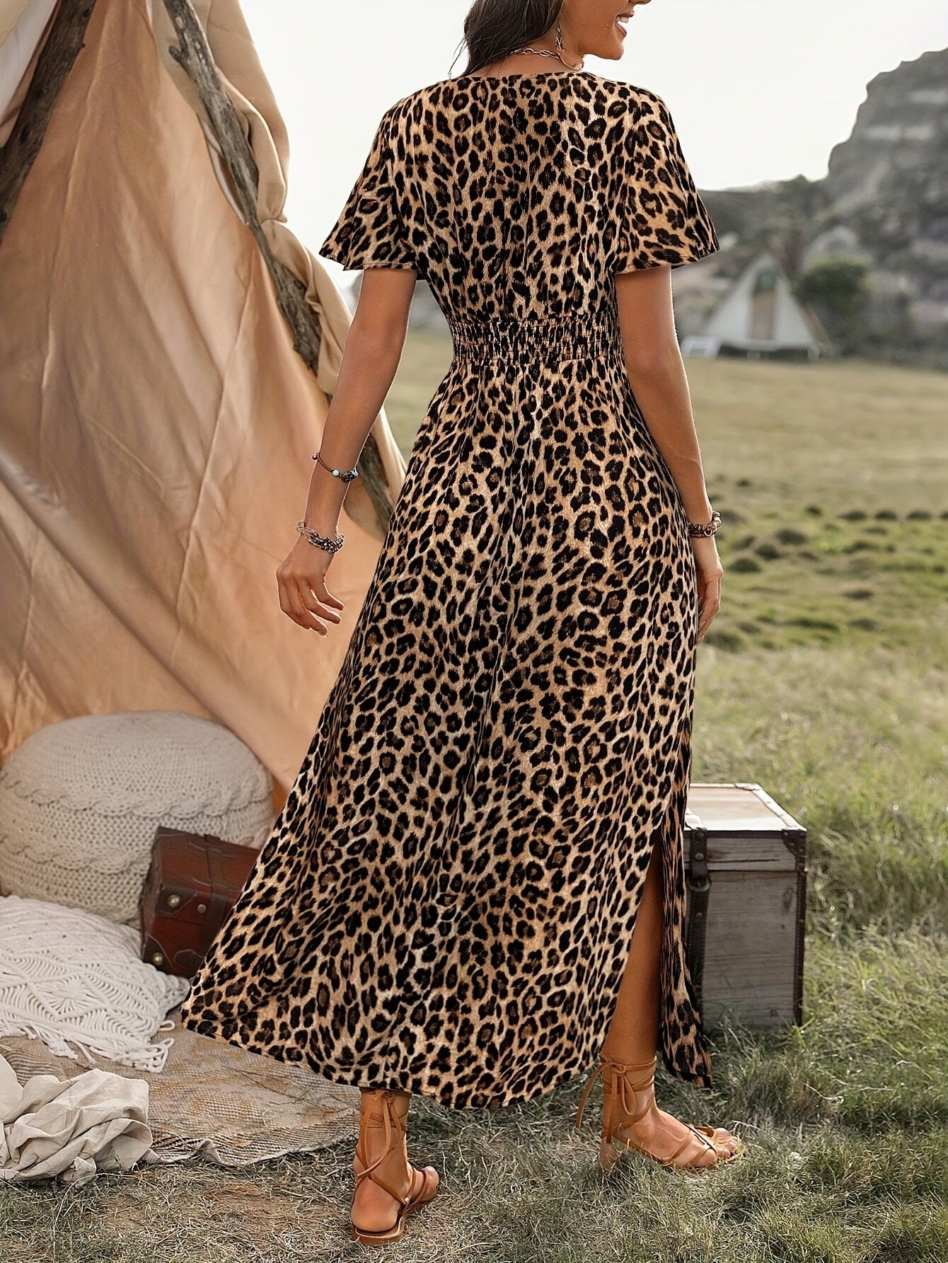 Maxikleid | Animal-Print | Eleganter Wickel-Look