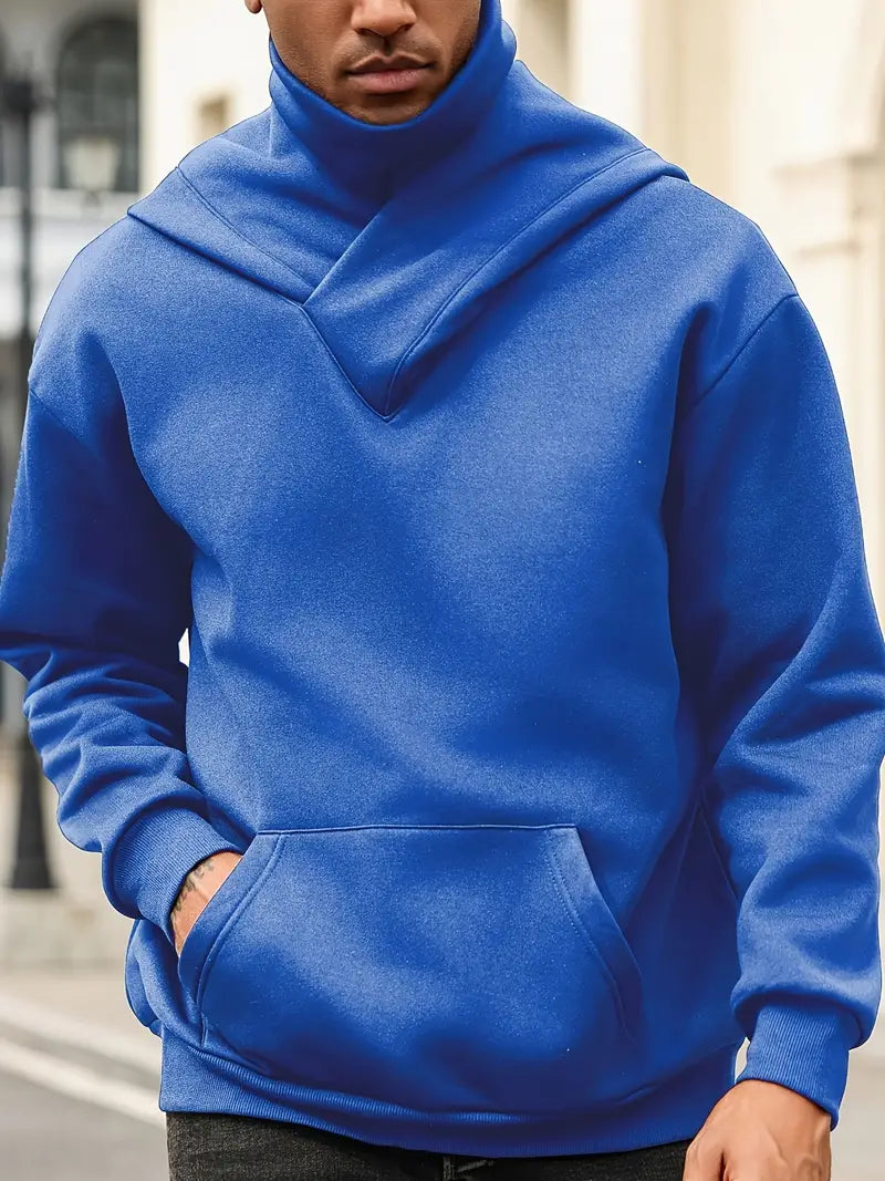 George - Modisches Kapuzenpullover mit hohem Kragen und Kreuz für Herren