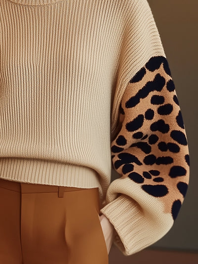 Rollkragenpullover mit Animal-Print | Statement-Ärmel | Eleganz trifft Komfort