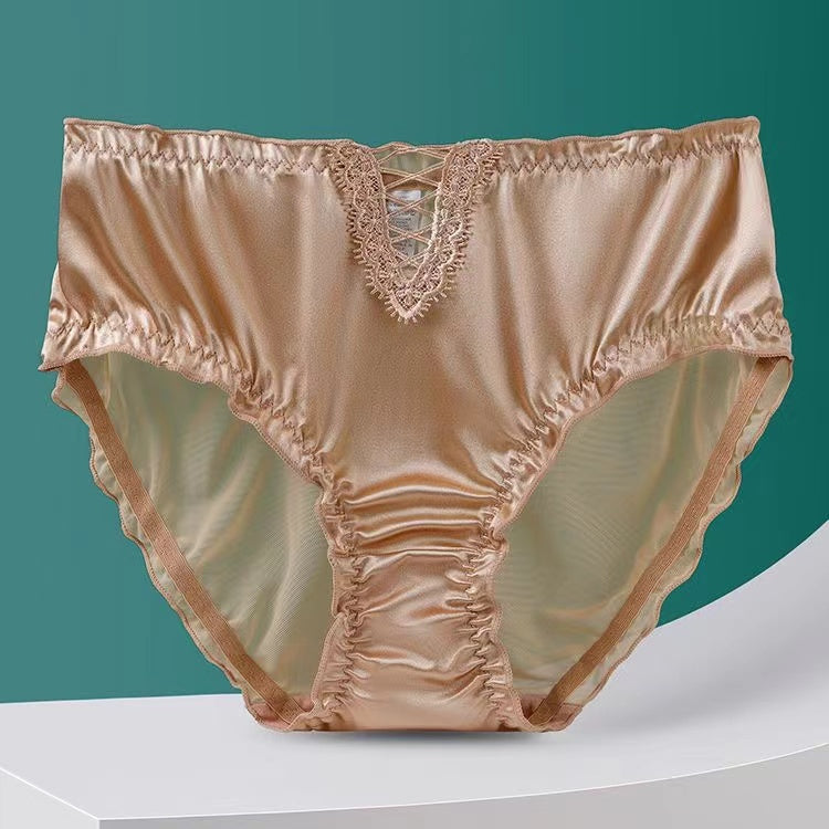 SilkBliss™ | Lace Lingerie Ladies Satin Ice Seamless Panties