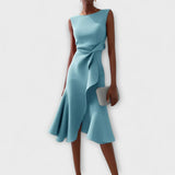 Sheila - Stilvolles Damen-Midikleid mit Rüschendetails in Hellblau