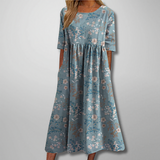 Gail – Florales Damen Maxikleid in Hellblau