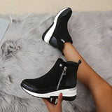 Orthopädische Leder Damen Stiefeletten - Emma in Schwarz