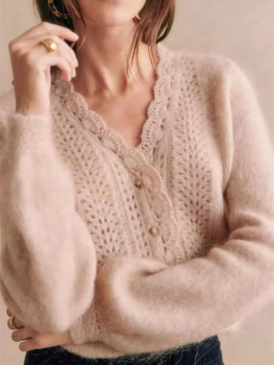 Feinstrick-Cardigan mit Wellensaum | Feminine Eleganz | Zartes Design