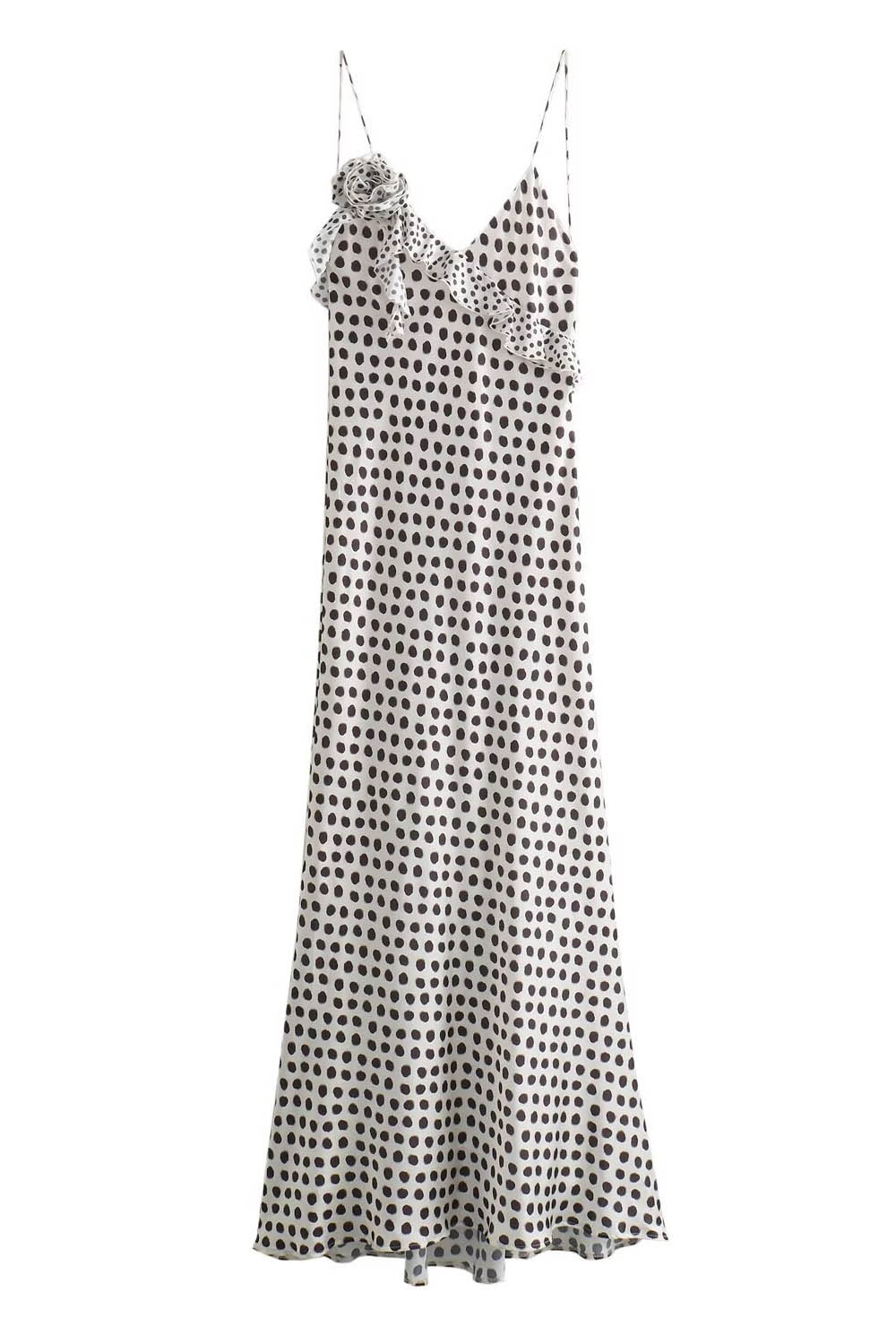 Elegantes Maxikleid | Verspielte Volants & Pünktchenmuster | Feminine Leichtigkeit