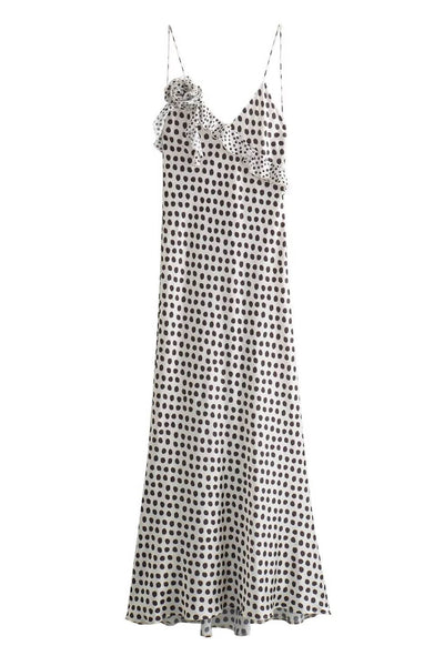 Elegantes Maxikleid | Verspielte Volants & Pünktchenmuster | Feminine Leichtigkeit