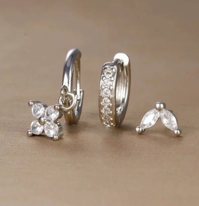 Poppy | Ohrringe Gold und Silber Set mit Bolzen und Reifen