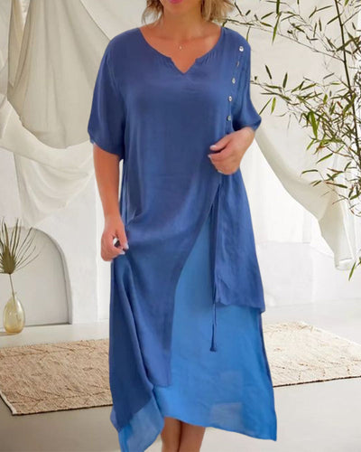 Lianna - Asymmetrisches Kleid mit kurzen Ärmeln