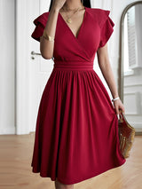 Laura - Stilvolles Kleid mit V-Ausschnitt für Damen in Rot