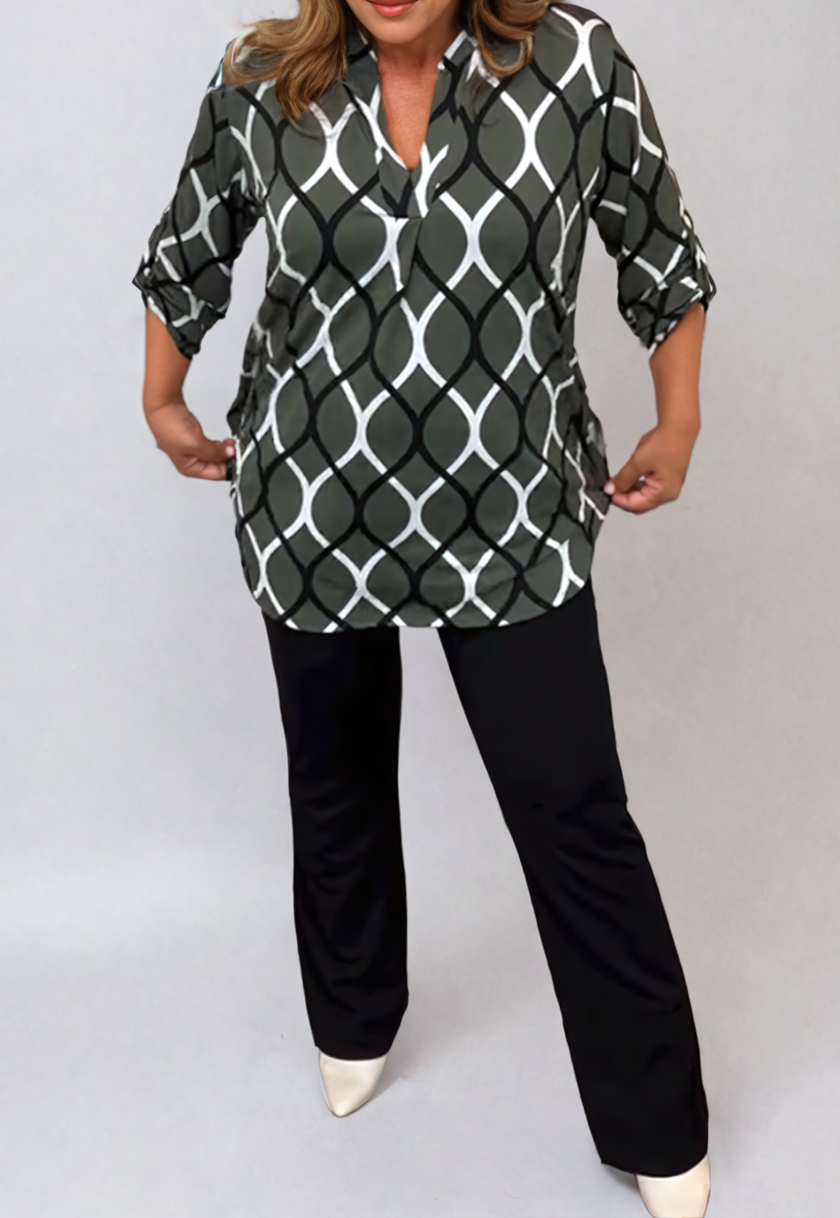 Bluse mit geometrischem Muster | Elegant und Vielseitig | Lockere Passform