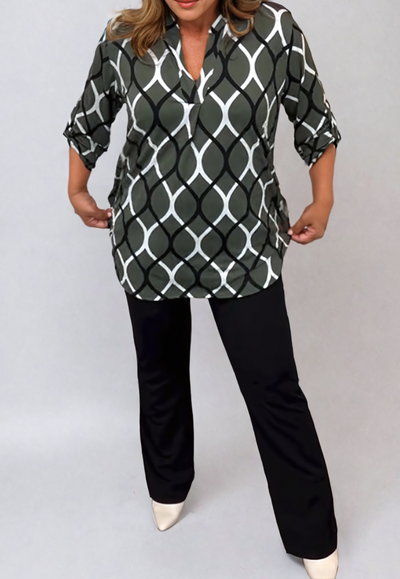 Bluse mit geometrischem Muster | Elegant und Vielseitig | Lockere Passform
