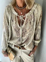 Exklusive Damenbluse mit Spitze - Elodie in Khaki