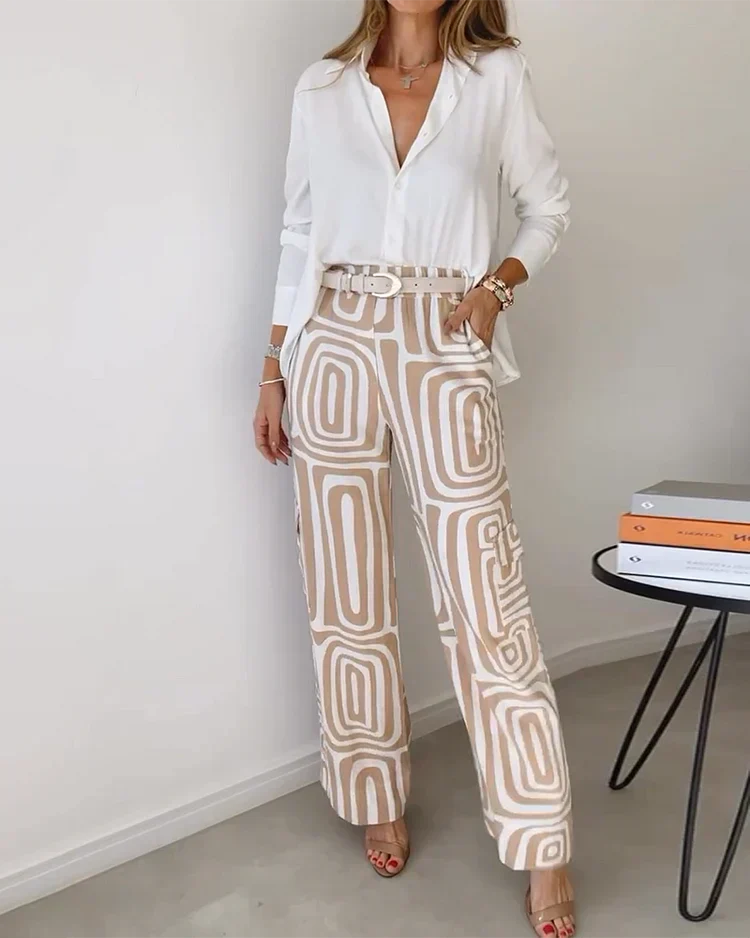 Weite Hose mit geometrischem Muster | Eleganz und Komfort | Zeitloser Stil