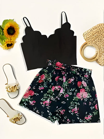 Abishai | Elegantes zweiteiliges Set mit Blumenmuster für Frauen