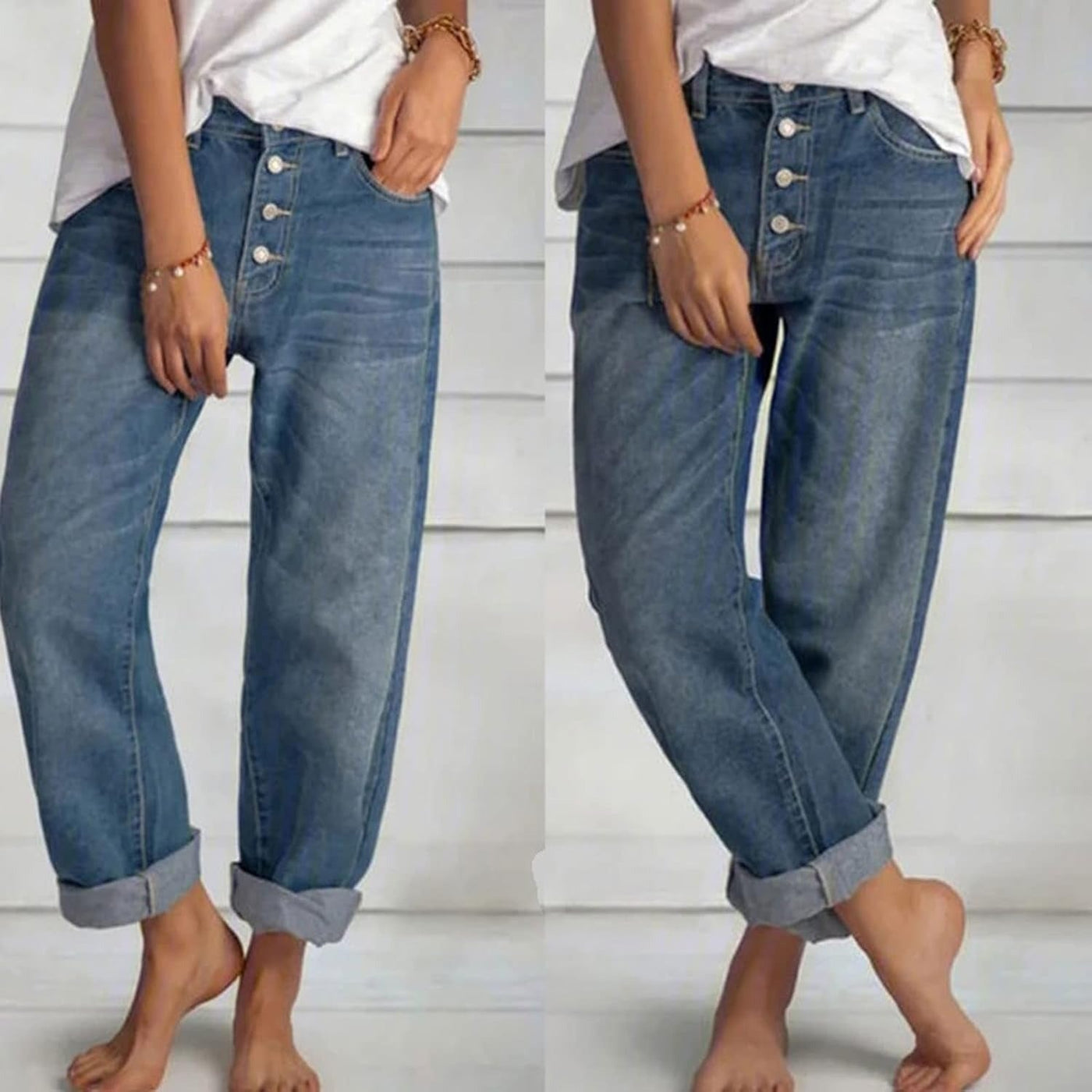 Della | High-Waisted Button-Up Denim Jeans