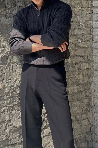 Luca - Gestrickter Pullover mit halbem Reißverschluss