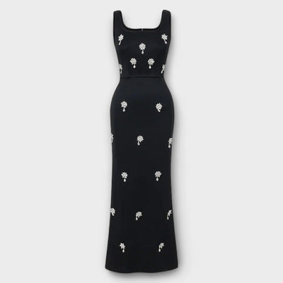 Avalon - Schwarzes Perlenzipper Oberteil und Rockensemble