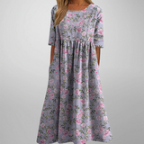 Gail – Florales Damen Maxikleid in Staubiges Flieder