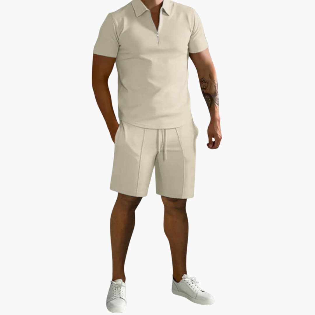 Herren Sommer-Zweiteiler mit Half-Zip-Shirt und Shorts