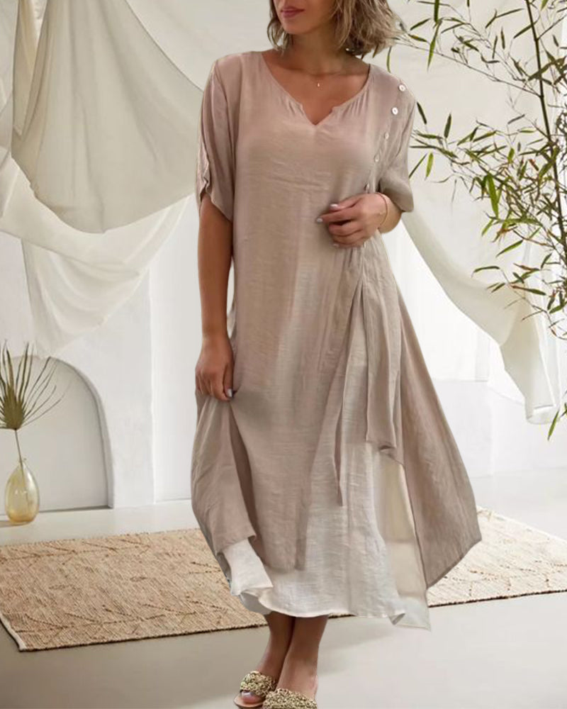 Lianna - Asymmetrisches Kleid mit kurzen Ärmeln