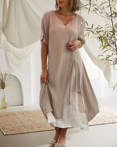 Lianna - Asymmetrisches Kleid mit kurzen Ärmeln