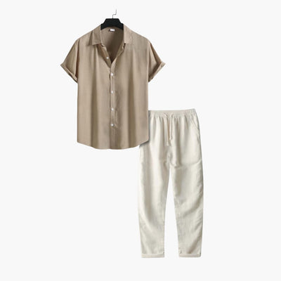 Herren Sommer Schlafanzug Set mit Kurzarmhemd und langer Hose