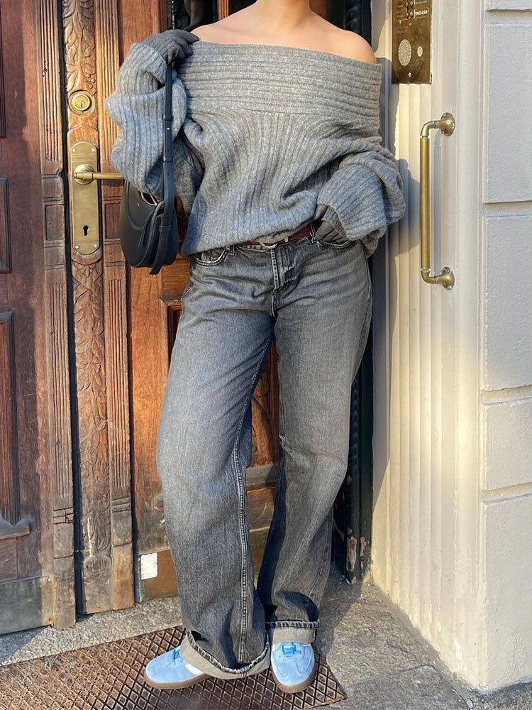 Oversize-Pullover mit weitem Ausschnitt | Gemütlicher Chic | Femininer Stil