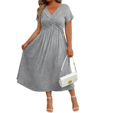 Patrizia  | Funkelndes Damenkleid mit fließendem Rock in Grau
