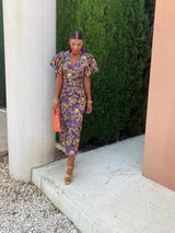 Farbenfrohes Damenkleid mit Plisseeärmeln & Komfortschnitt – Noelia in Multicolor