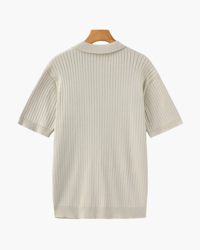 Herren Elegantes Geripptes Poloshirt | Klassisch