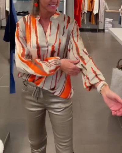 Heidi-Mode | Langarmbluse mit Gestreiftem Druck