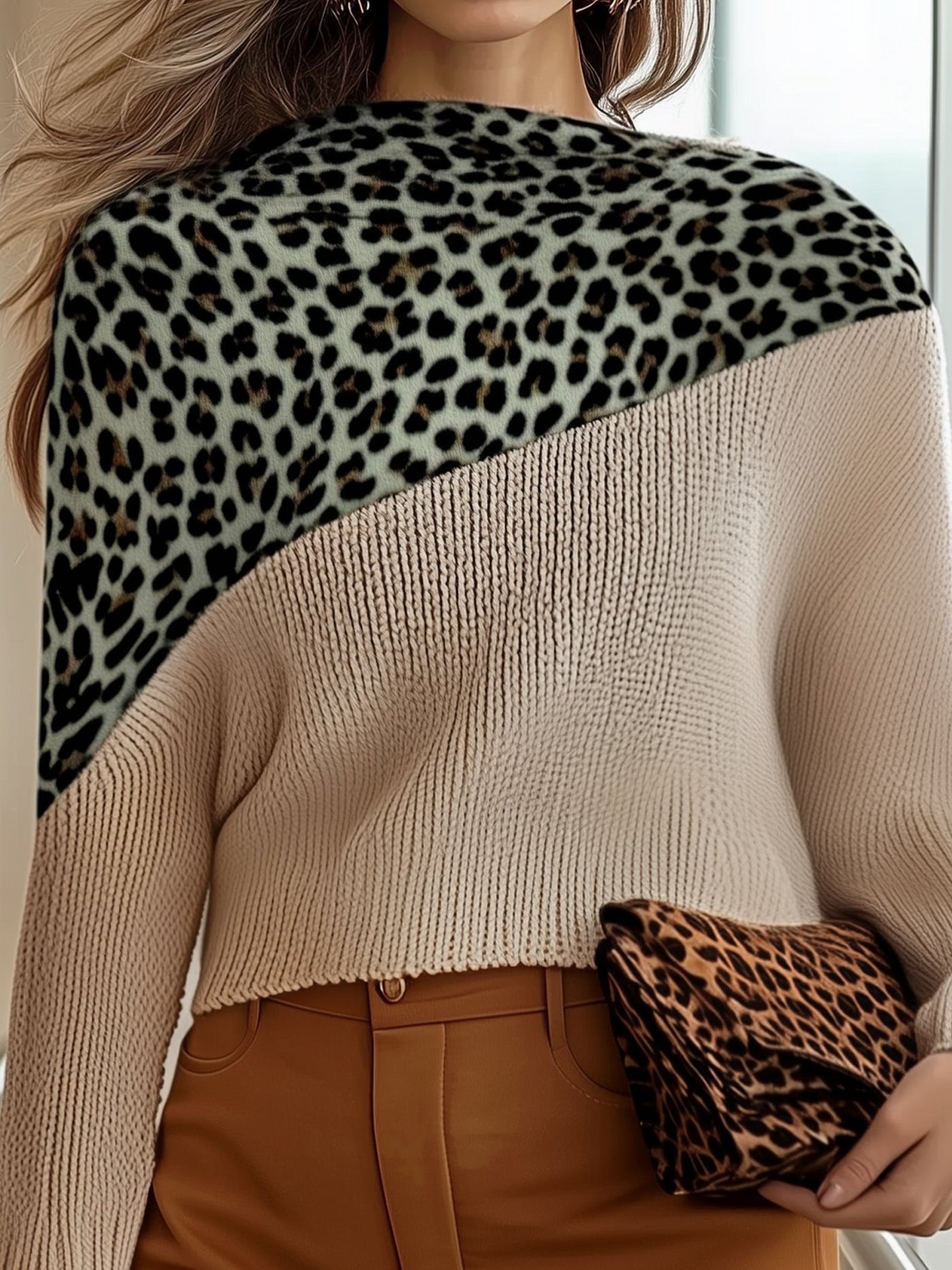 Leopardenmuster Strickpullover | Stylischer Akzent | Müheloser Chic