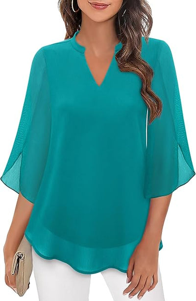 Rebecca | Elegance Bluse Damen Puffärmel Top für Sommer