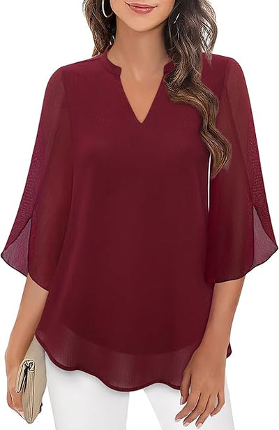 Rebecca | Elegance Bluse Damen Puffärmel Top für Sommer